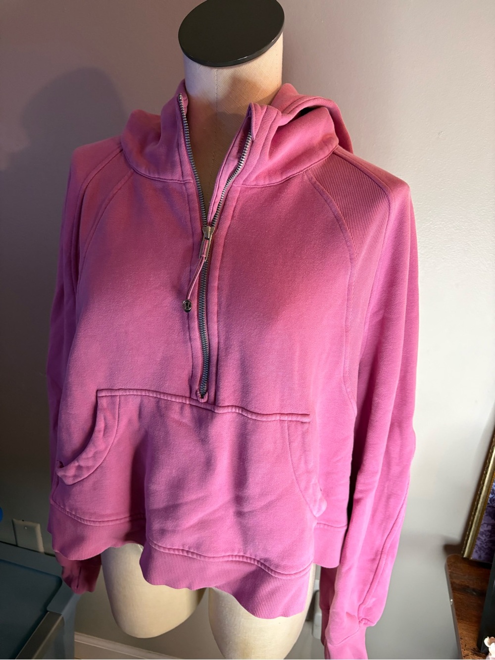 lululemon  Scuba oversized  Rose Pink Half-Zip Hooded Sweatshirt.